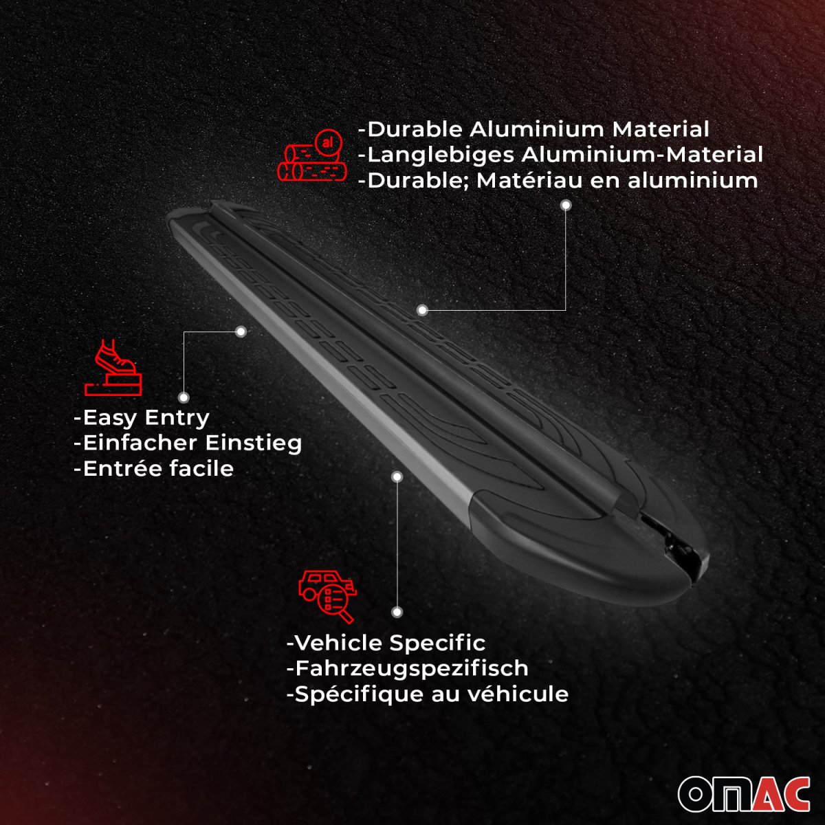 Audi Q3 Side Steps - Omac - FABA Aluminium - Black - '13-'18